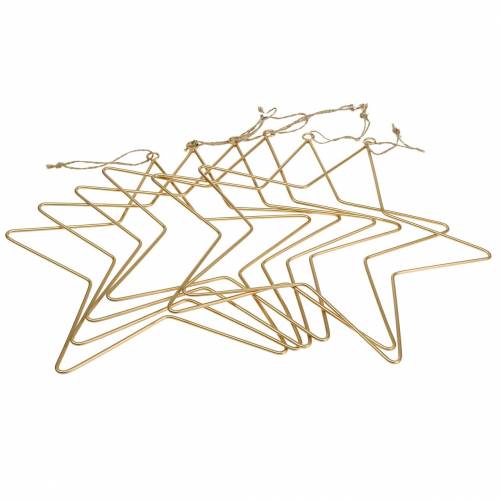 Floristik24 Gwiazda dekoracyjna do zawieszenia metal złoty Ø25cm 6szt