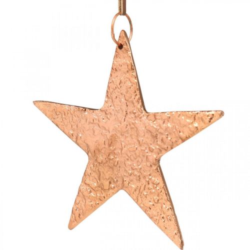 Produkt Dekoracyjna gwiazda do zawieszenia, dekoracja adwentowa, metalowa zawieszka kolor miedziany 12×13cm 3szt.