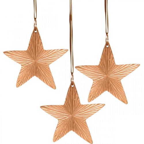 Gwiazda zawieszka, dekoracja świąteczna, dekoracja metalowa kolor miedziany 9,5×9,5cm 3szt.