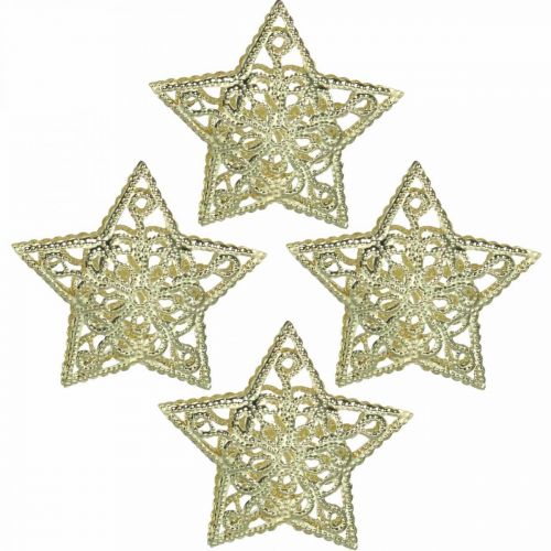 Dekoracyjne gwiazdki rozproszone, zawieszka do lekkiego łańcuszka, Boże Narodzenie, metalowa dekoracja złota Ø6cm 20 sztuk