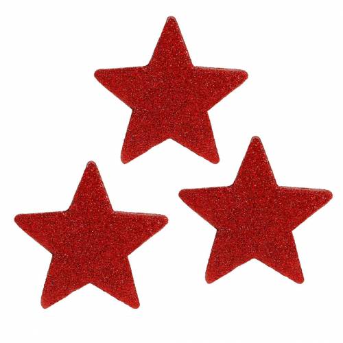 Floristik24 Dekoracja do sypania gwiazd z brokatem 6,5cm czerwona 36szt