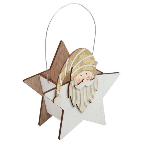 Floristik24 Gwiazda wykonana z drewnianego gnoma w kolorze złotym i białym. Dekoracja stołu o wymiarach 15,5×6×16,5cm