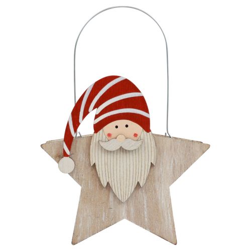 Produkt Gwiazda wykonana z drewna gnom czerwono-biała dekoracja stołu o wymiarach 15,5×6×16,5cm