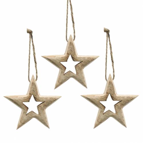 Floristik24 Drewniane gwiazdki do zawieszenia z drewna mango 10,5–11,5 cm 8 szt