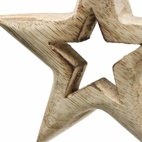 Floristik24 Drewniane gwiazdki do zawieszenia z drewna mango 10,5–11,5 cm 8 szt