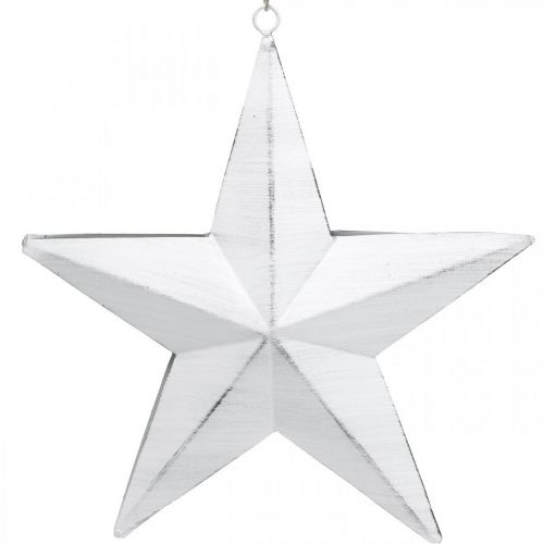 Gwiazda do zawieszenia, ozdoba choinkowa, dekoracja metalowa Biała 19,5×18,5cm | Floristik24.pl