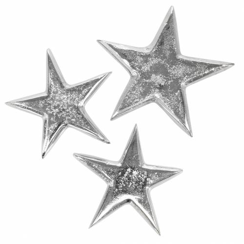 Floristik24 Gwiazdki z metalu srebrne 8,6×8,2cm/6,9×6,7cm 8 szt