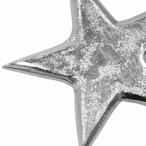 Floristik24 Gwiazdki z metalu srebrne 8,6×8,2cm/6,9×6,7cm 8 szt