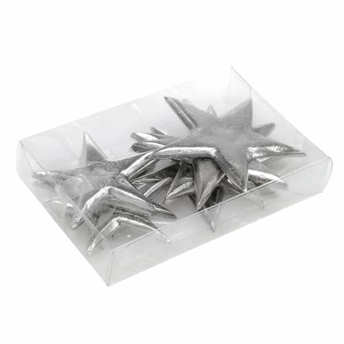 Floristik24 Gwiazdki z metalu srebrne 8,6×8,2cm/6,9×6,7cm 8 szt