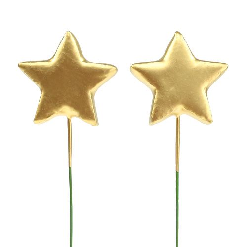 Floristik24 Gwiazdki na drucie do rękodzieła złote 5cm L23cm 48 szt