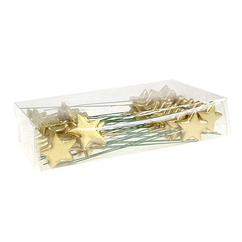 Floristik24 Gwiazdki na drucie do rękodzieła złote 5cm L23cm 48 szt