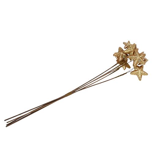 Floristik24 Gwiazdy wiązane z brokatem złote 60cm 5szt.