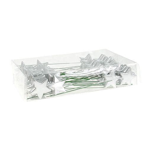 Floristik24 Gwiazdki na drucie srebrne 5cm D23cm 48 szt