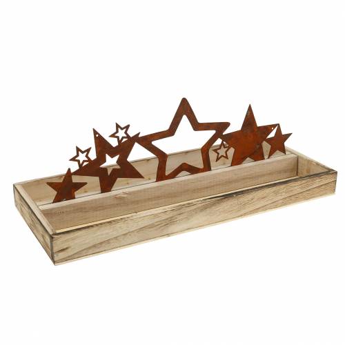 Floristik24 Taca drewniana sylwetka gwiazdy stal nierdzewna 35cm × 14cm