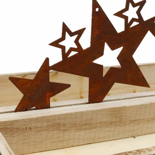 Floristik24 Taca drewniana sylwetka gwiazdy stal nierdzewna 35cm × 14cm