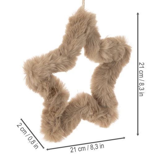 Wisząca dekoracyjna gwiazda z imitacji futra, 21 cm, 4 sztuki | Floristik24.pl
