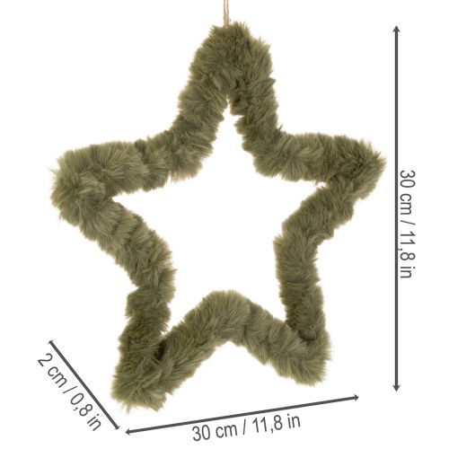 Gwiazda wisząca, futro sztuczne, na drzwi i okna, 30 cm, 3 sztuki | Floristik24.pl