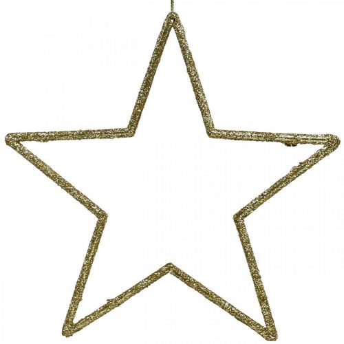 Ozdoba świąteczna gwiazdka wisiorek złoty brokat 17,5cm 9szt