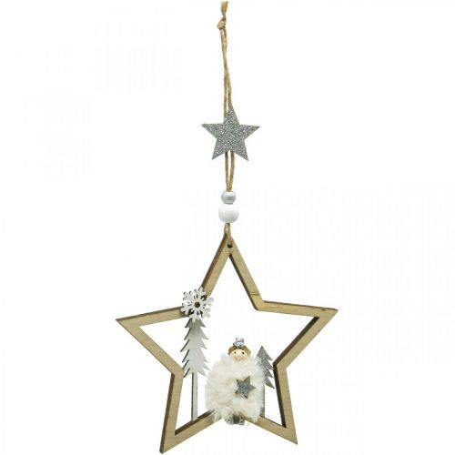 Produkt Ozdoba świąteczna gwiazdka drewniana dekoracyjna zawieszka Ø13,5cm 4szt