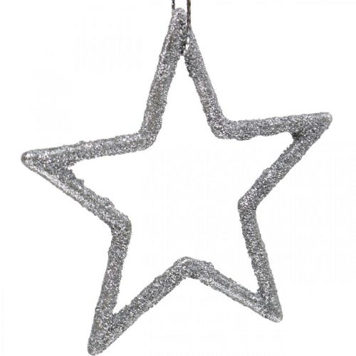 Produkt Ozdoba świąteczna zawieszka gwiazdka srebrna brokatowa 7,5cm 40szt