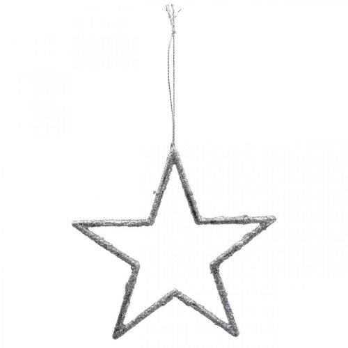 Floristik24 Gwiazda do zawieszenia, ozdoba choinkowa, deko gwiazda srebrna 11,5×12cm 12szt.