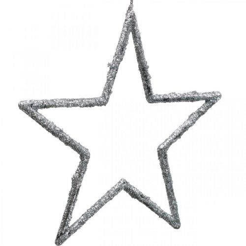 Floristik24 Gwiazda do zawieszenia, ozdoba choinkowa, deko gwiazda srebrna 11,5×12cm 12szt.