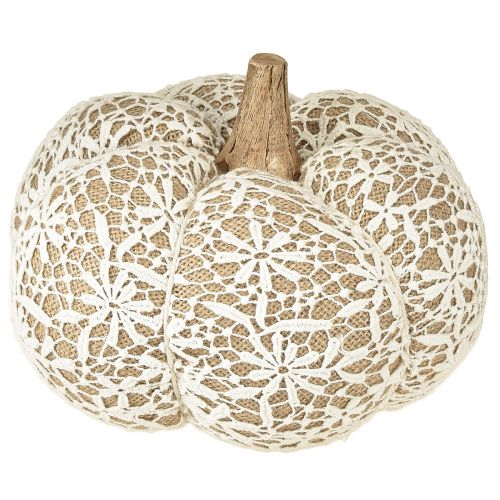 Floristik24 Dekoracja z juty w kształcie dyni, koronka, kolor biały/beżowy, vintage, Ø18cm