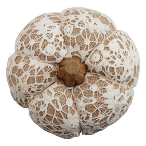 Floristik24 Tkanina dekoracja dynia juta koronkowa biała/beżowa dekoracja vintage Ø15cm
