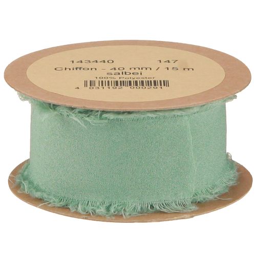 Produkt Taśma materiałowa dekoracyjna z frędzlami szałwiowo-zielona 40mm 15m