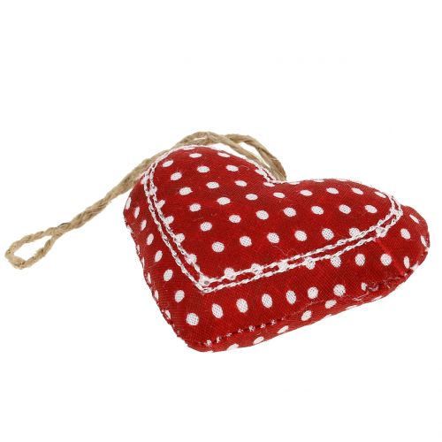 Floristik24 Tkanina serce mix do powieszenia czerwony, biały, natura 6cm 6szt