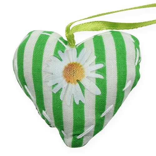 Floristik24 Tkanina wisząca serca zielone 5cm 6szt