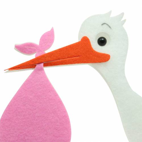 Floristik24 Dekoracyjny bocian do powieszenia różowy 45,5cm x 39cm x 2cm