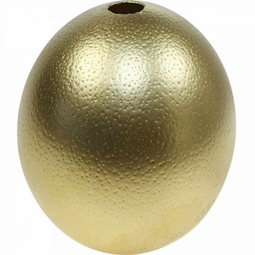 Dekoracja dmuchanego jajka strusiego Dekoracja wielkanocna złota Ø12cm W14cm