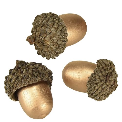 Ozdoba rozproszona żołędzie jesienno-zimowa złota 3cm 36 szt