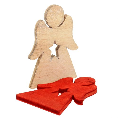 Floristik24 Drewniane choinki dziecięce do posypania czerwone, naturalne 4cm 72 szt