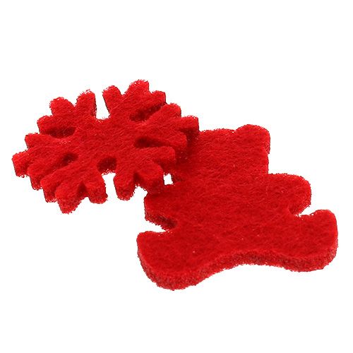 Floristik24 Dekoracja rozproszona Figurki filcowe czerwone 3cm 72 szt