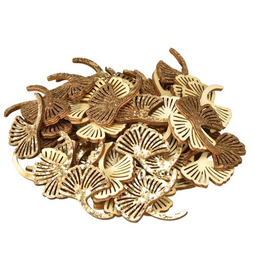 Produkt Dekoracja rozproszona złota dekoracja miłorzębu liść miłorzębu brokat 3×4cm 72 szt