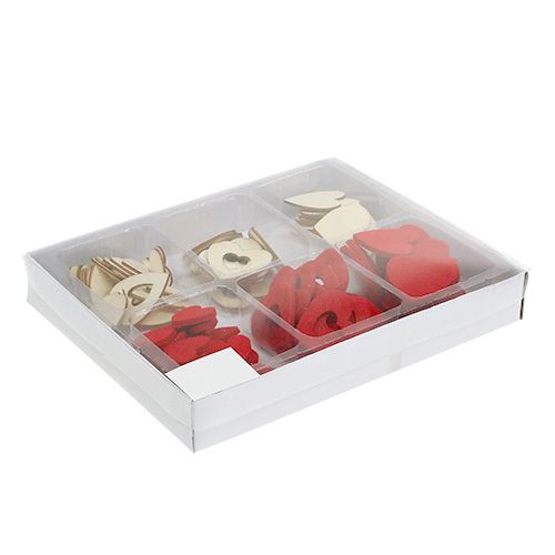 Floristik24 Rozproszone serca mix 2-3,5cm czerwone, naturalne 110p