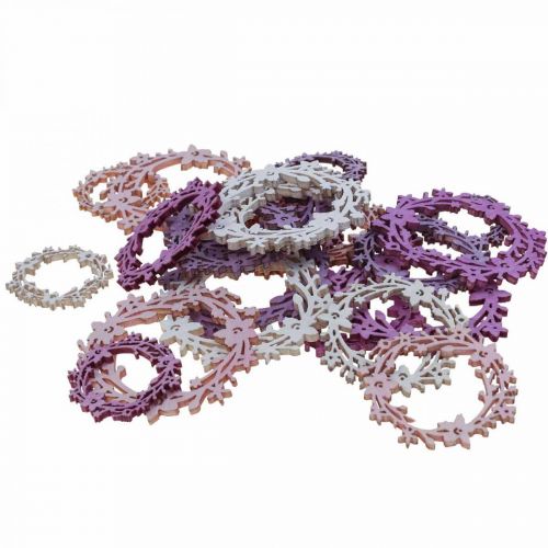 Floristik24 Dekoracja rozproszona drewniany wianek kwiatowy elementy rozproszone wiosna kolorowe Ø3-5cm 24 szt