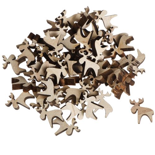 Produkt Dekoracja rozproszona Drewniana dekoracja łosia naturalny brąz 2x2,5cm 108 szt