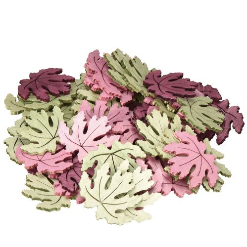Produkt Dekoracja rozproszona drewno jesienne liście dekoracja stołu fioletowy różowy zielony 4cm 72 szt