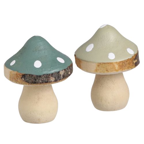 Produkt Dekoracja rozproszona drewniane mini grzybki muchomor dekoracyjny zielony Ø2,5cm 24 szt