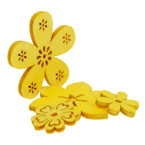 Floristik24 Dekoracja rozproszona drewniany kwiat żółty 2cm - 4cm 96szt