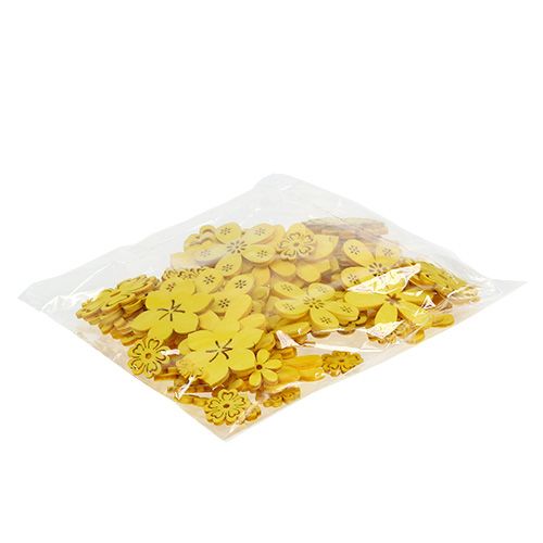 Floristik24 Dekoracja rozproszona drewniany kwiat żółty 2cm - 4cm 96szt