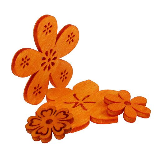 Dekoracja rozproszona drewniany kwiat pomarańczowy 2cm - 4cm 96szt