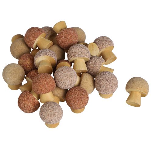 Produkt Dekoracja rozproszona drewniane grzybki dekoracja mini grzybki brązowe Ø2cm 24 szt