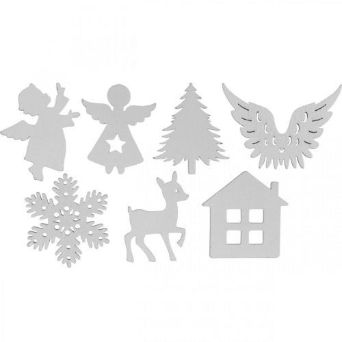 Floristik24 Dekoracja rozproszona Świąteczna mieszanka drewna biała 4cm 72 szt