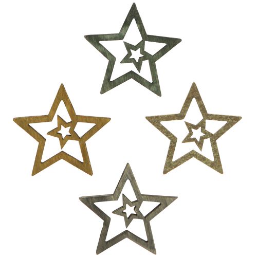 Produkt Dekoracja rozproszona Gwiazda świąteczna drewniana 4 kolory Ø4cm 72 szt
