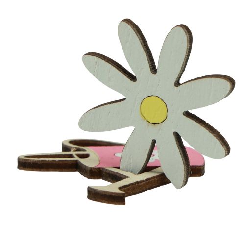 Produkt Dekoracja rozproszona drewniane kwiaty ślimaki konewka różowa 4cm 36 szt