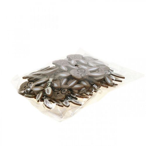 Produkt Dekoracja rozproszona drewniany królik w szklankach brązowo-biały 2,5×4,5cm 48 szt